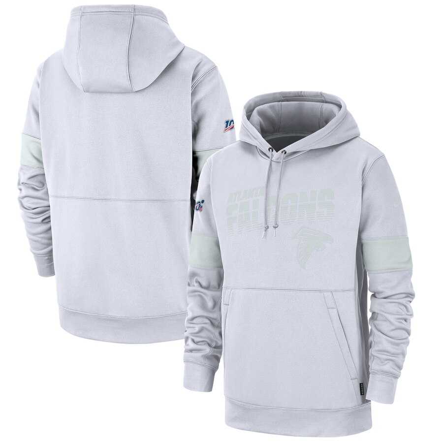 Atlanta Falcons Nike NFL 100TH 2019 Sideline Platinum Therma Pullover Hoodie White